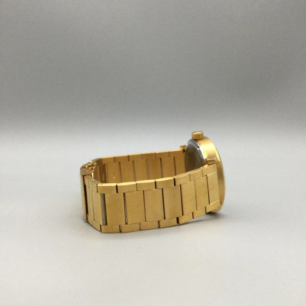 YesMan Shot Caller Mens Watch 45mm Gold Tone Blue Dial Bracelet Date 8.75